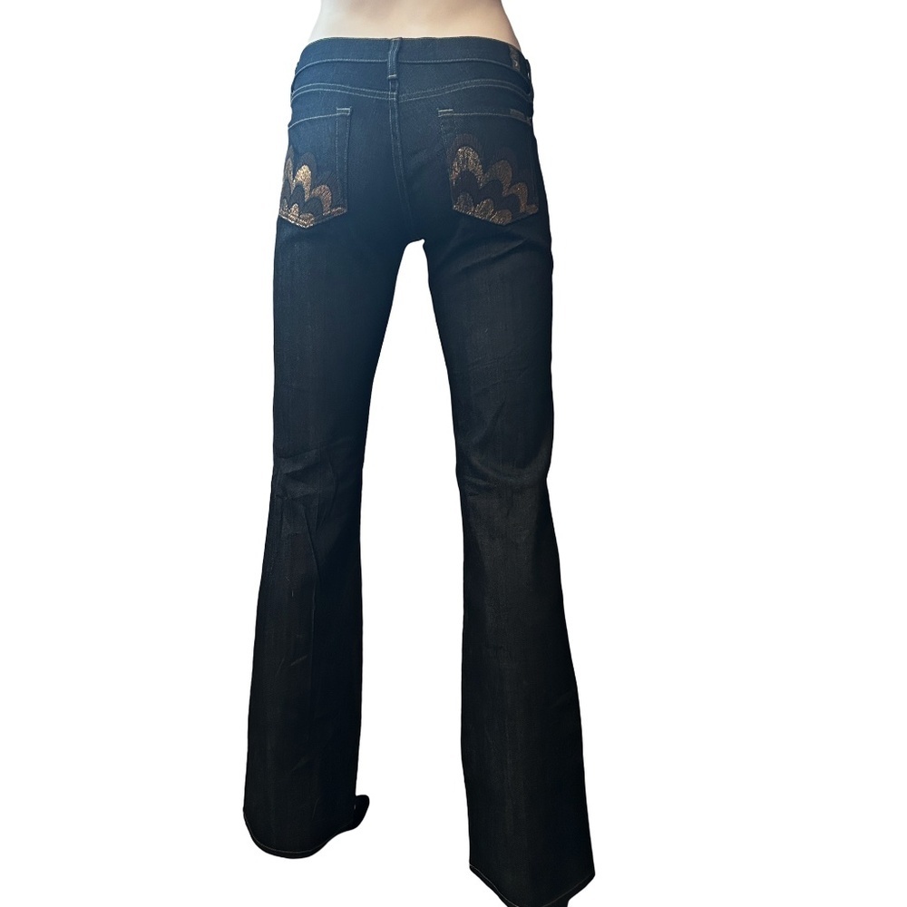 7 FOR ALL MANKIND Jeans Bootcut Pants Low Rise Gold Pocket Vintage Made USA NWOT
